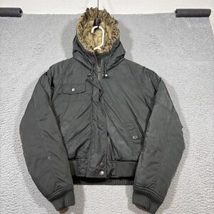 American Eagle Women L Windbreaker Tactical Flight Bomber Jacket Military Hood